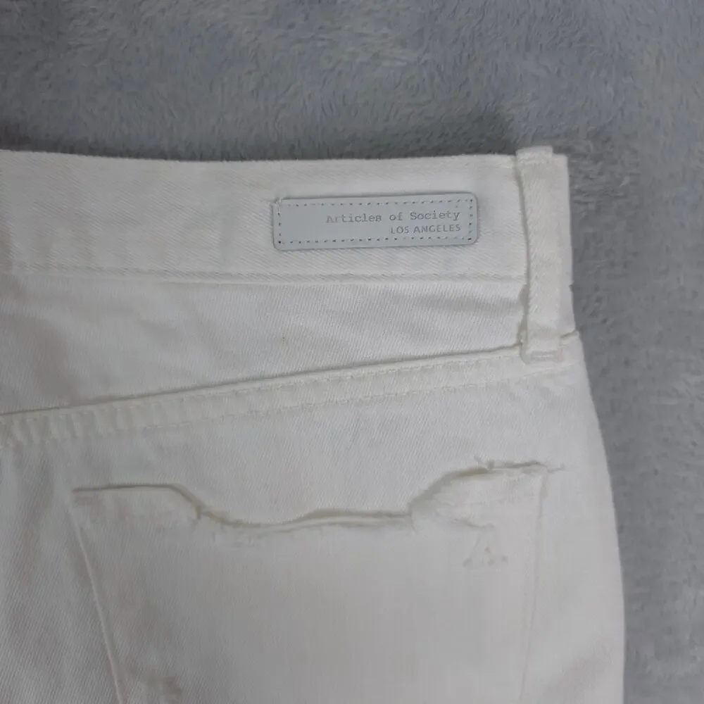 Articles of Society Shorts Womens 29 White‎ Cotton Distressed Cut Off 4